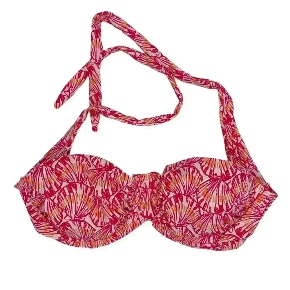 {Vineyard Vines} "Shells 4 in 1 Tie" Pink Orange Bikini Top